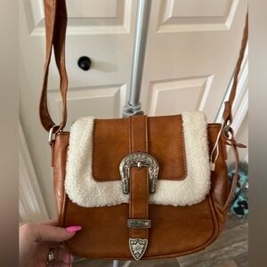 Mudd Tan Crossbody Bag with Cream Accent